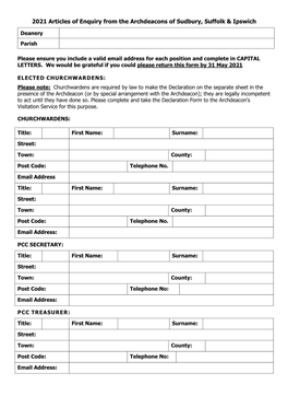 2010 Articles of Enquiry Form