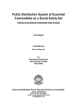 Public Distribution System of Essential Commodities As a Social Safety Net