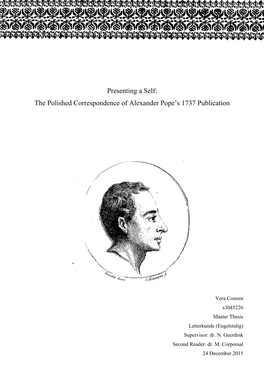 Presenting a Self: the Polished Correspondence of Alexander Pope's 1737 Publication