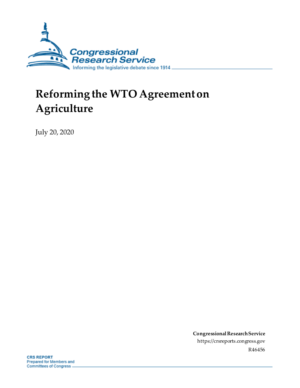 Reforming the WTO Agreement on Agriculture