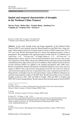 Spatial and Temporal Characteristics of Droughts in the Northeast China Transect