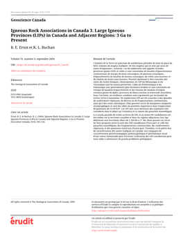In Canada and Adjacent Regions: 3 Ga to Present R