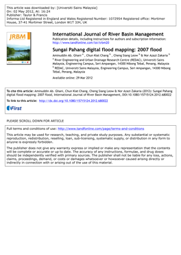 Sungai Pahang Digital Flood Mapping: 2007 Flood Aminuddin Ab