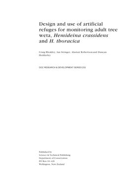 Design and Use of Artificial Refuges for Monitoring Adult Tree Weta, Hemideina Crassidens and H