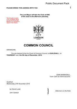 (Public Pack)Agenda Document for Court of Common Council, 05/12/2019 13:00