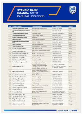 Stanbic Bank Uganda Agent Banking Locations