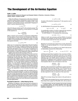 The Development of the Arrhenius Equation