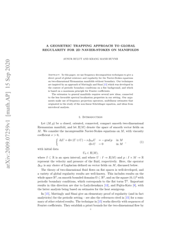 Arxiv:2009.07259V1 [Math.AP] 15 Sep 2020