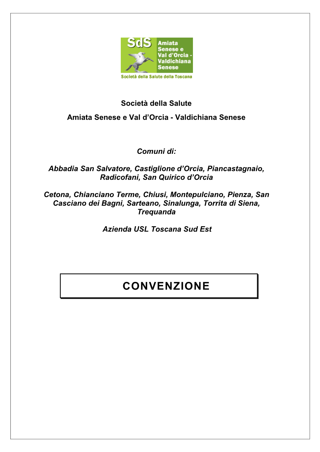 Convenzione Per La Gestione Del Consorzio Pubblico