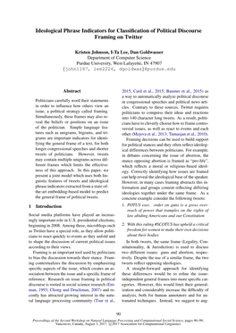 Ideological Phrase Indicators for Classification of Political Discourse