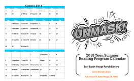2015 Teen Summer Reading Program Calendar
