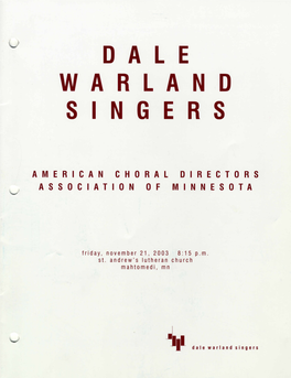 Dale Warland Singers, November 21, 2003, St