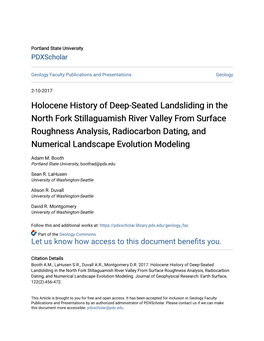 Holocene History of Deep-Seated Landsliding in the North Fork