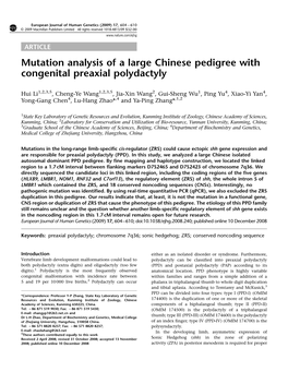 Mutation Analysis of a Large Chinese Pedigree with Congenital Preaxial Polydactyly