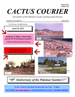 CACTUS COURIER Newsletter of the Palomar Cactus and Succulent Society