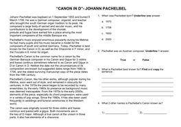 “Canon in D”- Johann Pachelbel