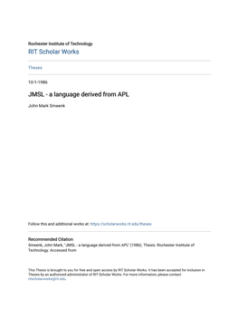 JMSL - a Language Derived from APL