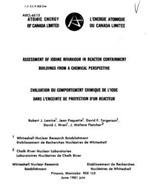 ATOMIC ENERGY F F S L'energie ATOMIQUE of CANADA UMITED T