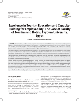 Building for Employability: the Case of Faculty of Tourism and Hotels, Fayoum University, Egypt Farouk Abdelnabi Hassanein Attaalla*
