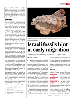 Israeli Fossils Hint at Early Migration’ (Nature 665, 15–16; 2018) Gave the Wrong URL for Reference 1