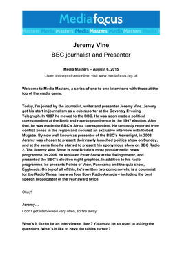 Jeremy Vine BBC Journalist and Presenter