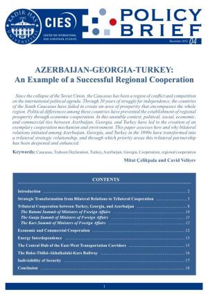 AZERBAIJAN-GEORGIA-TURKEY: an Example of a Successful Regional Cooperation