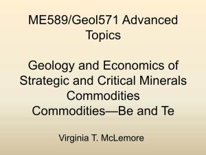 ME589/Geol571 Advanced Topics Geology and Economics Of
