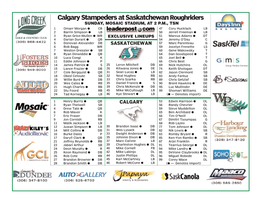Calgary Stampeders at Saskatchewan Roughriders