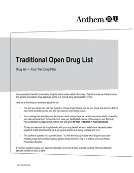 Traditional Open Drug List