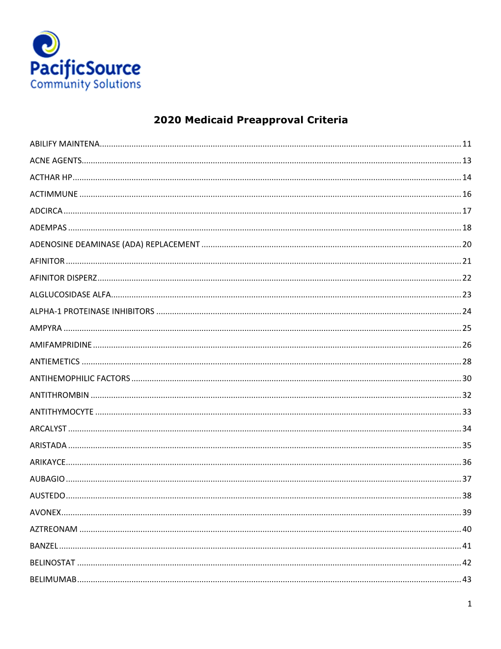 2020 Medicaid Preapproval Criteria