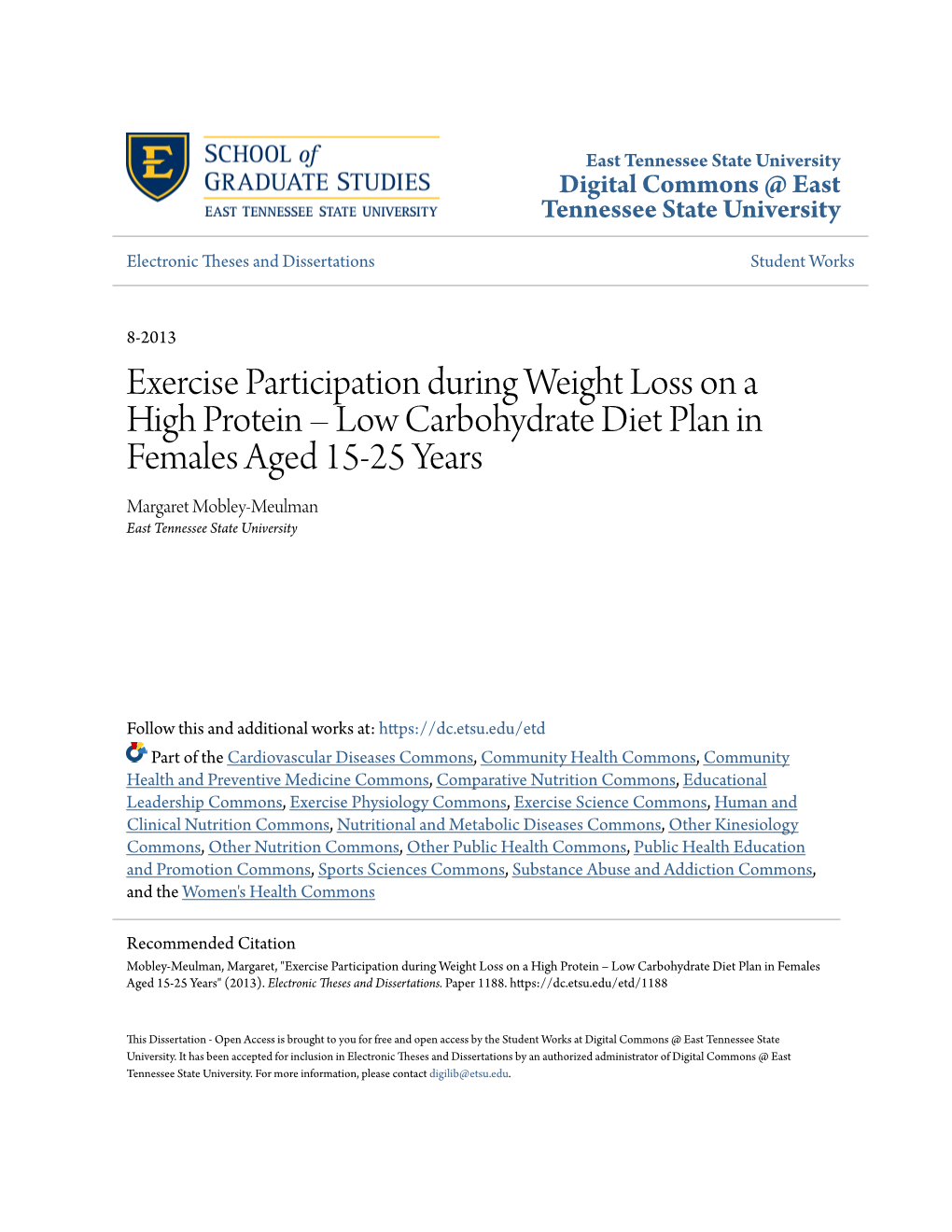 Exercise Participation During Weight Loss on a High Protein – Low