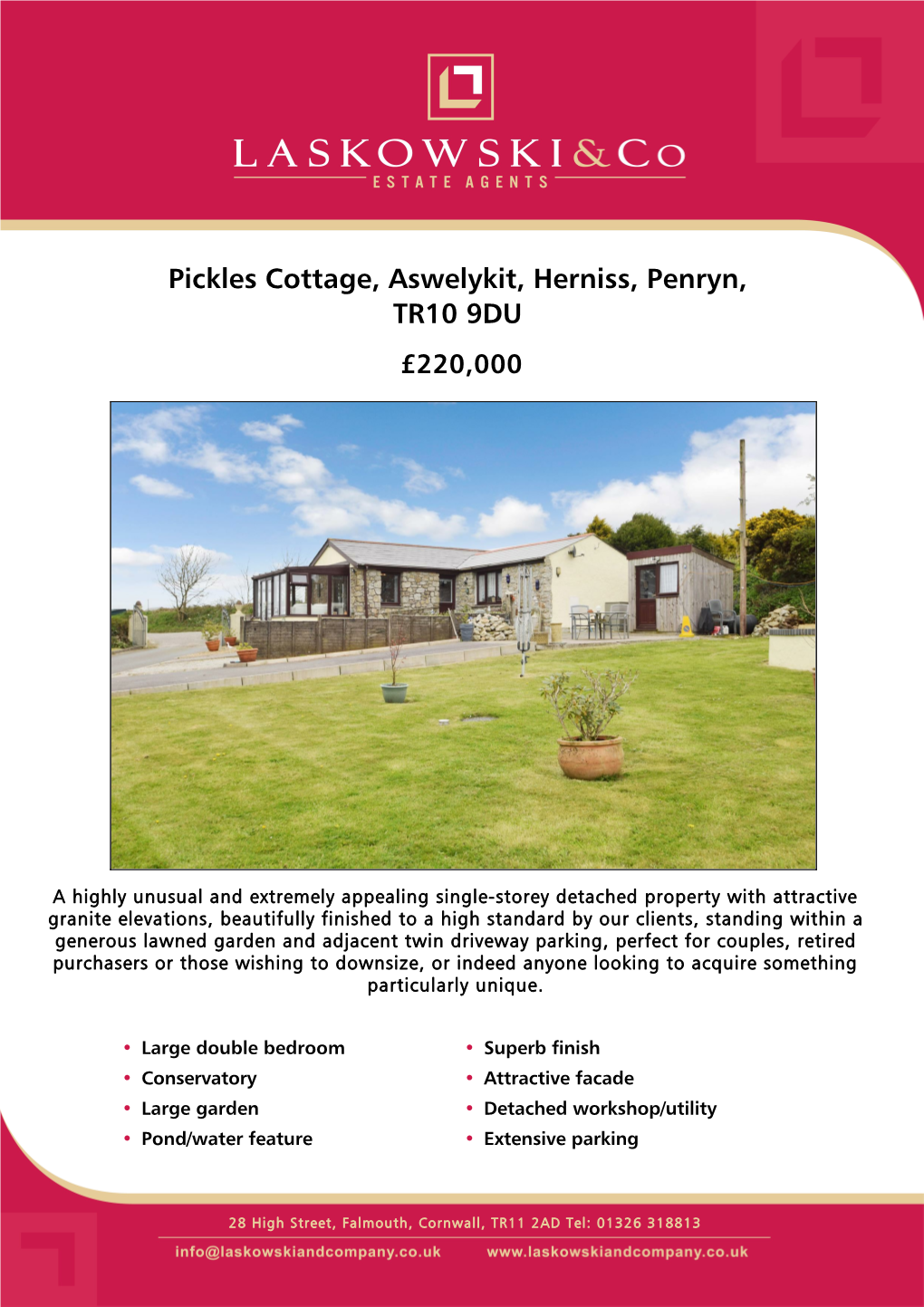 Pickles Cottage, Aswelykit, Herniss, Penryn, TR10 9DU £220,000