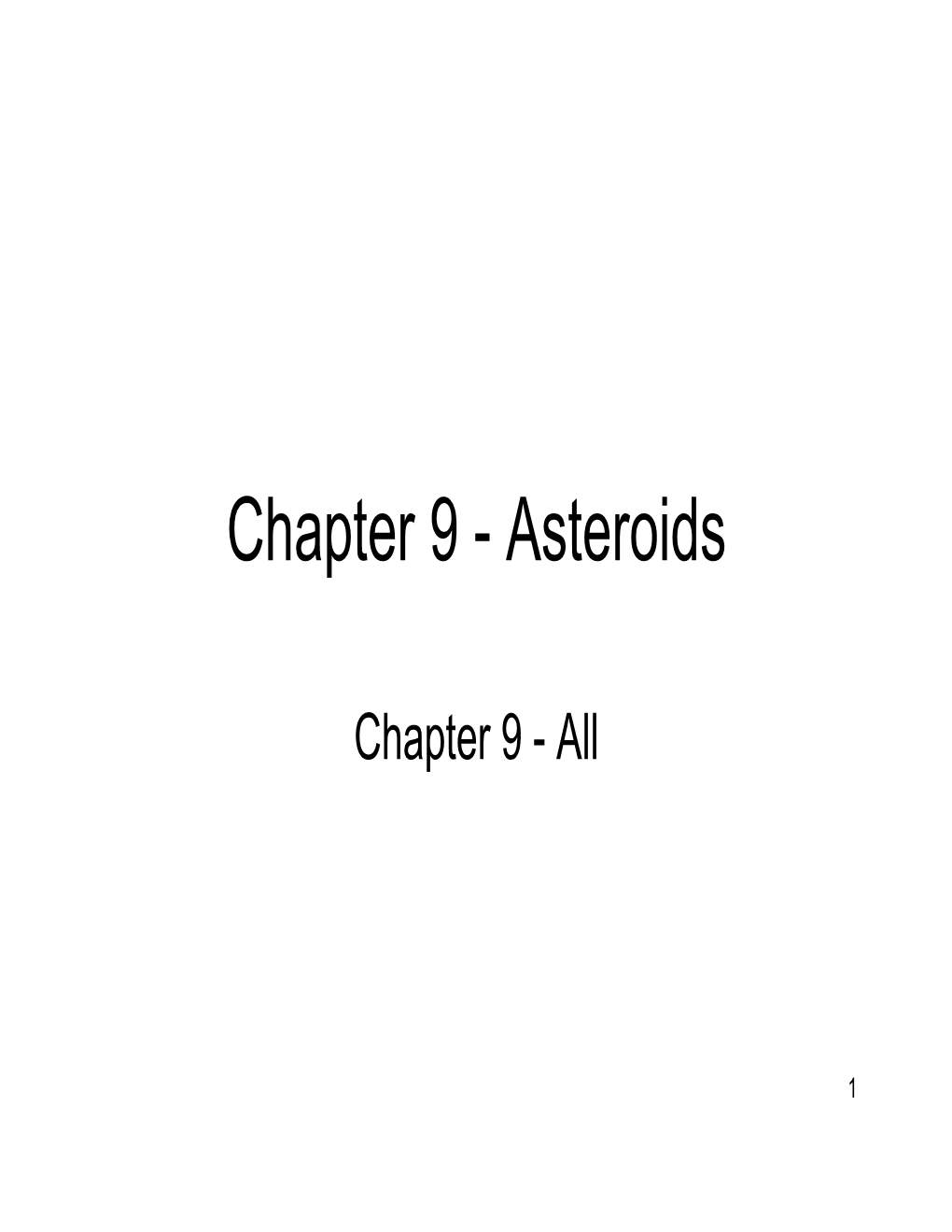 Chapter 9 - Asteroids