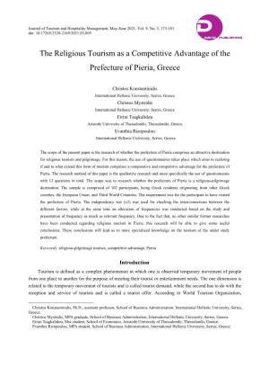 The Religious Tourism As a Competitive Advantage of the Prefecture of Pieria, Greece