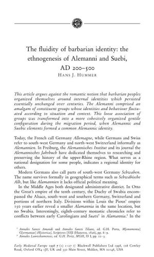 The Ethnogenesis of Alemanni and Suebi, AD 200-500