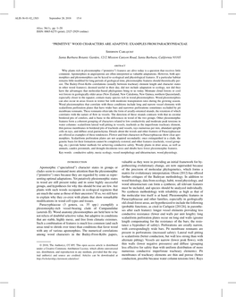 “Primitive” Wood Characters Are Adaptive: Examples from Paracryphiaceae