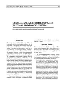 Charles James, B. Smith Hopkins, and the Tangled Web of Element 61