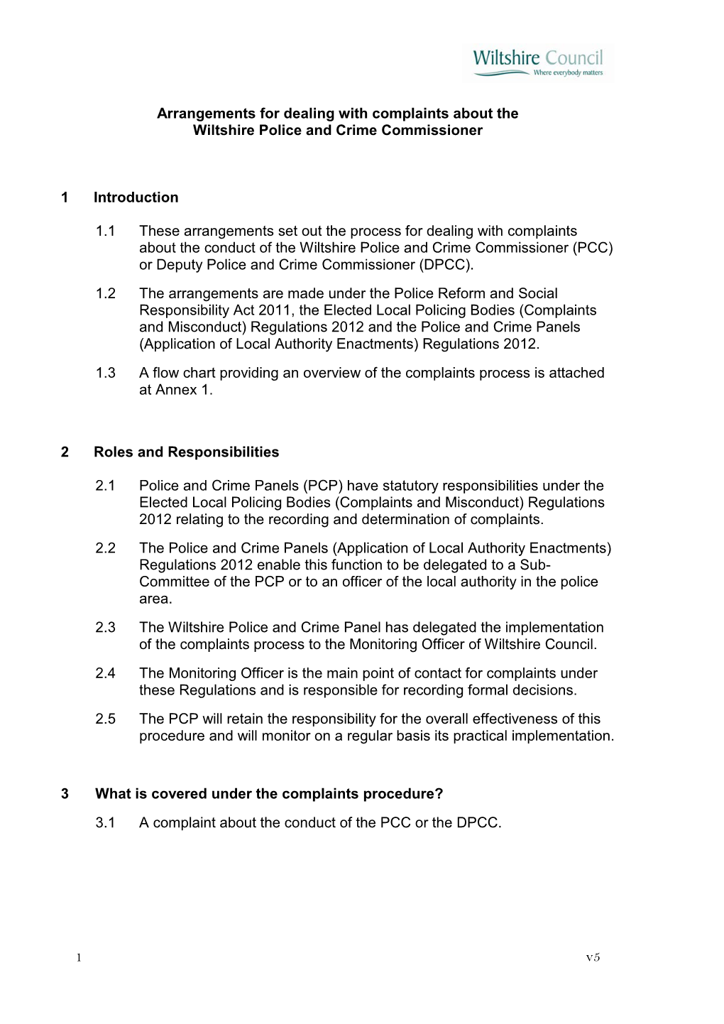 Arrangements for Dealing with Complaints About the Pcc and Dpcc