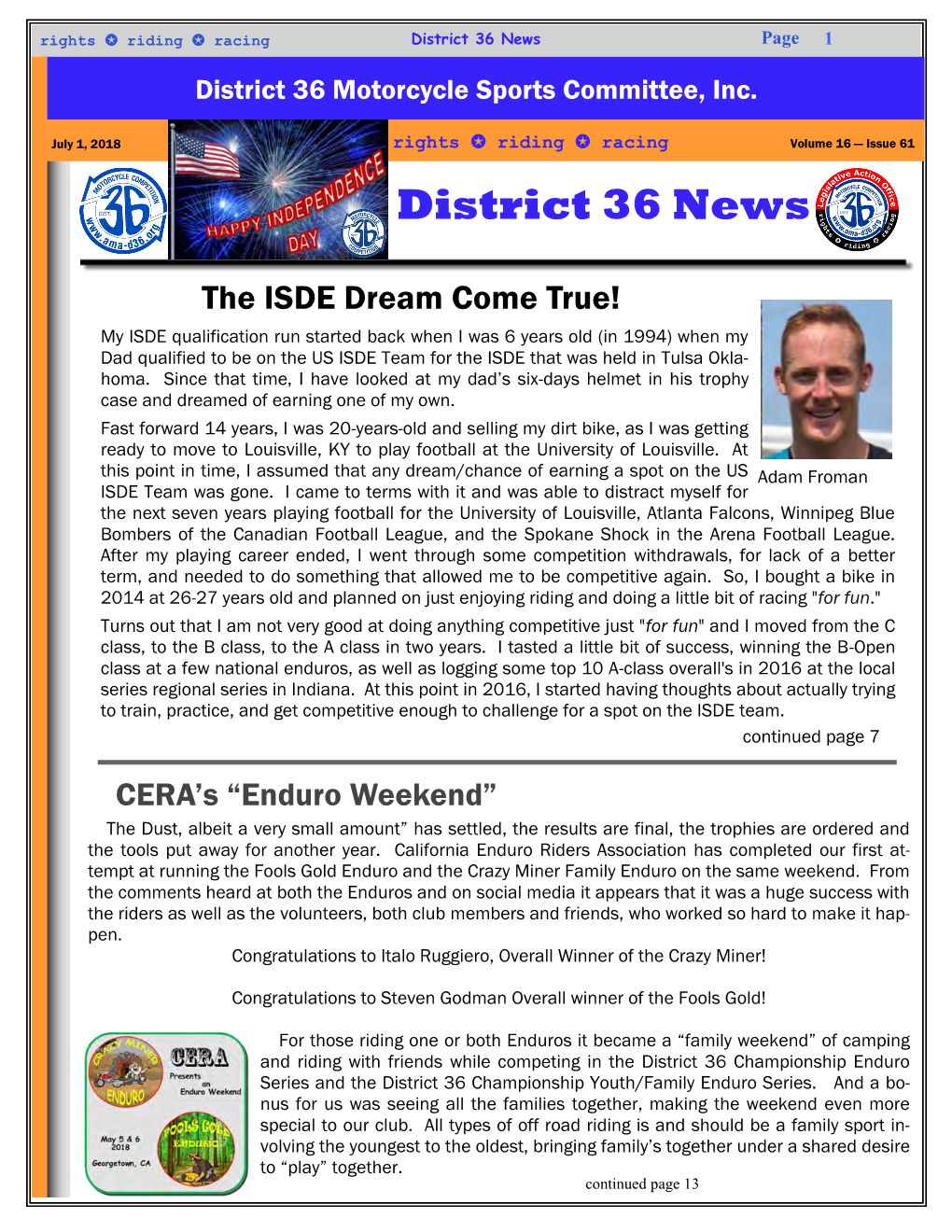 District 36 News Page 1 District 36 Motorcycle Sports Committee, Inc