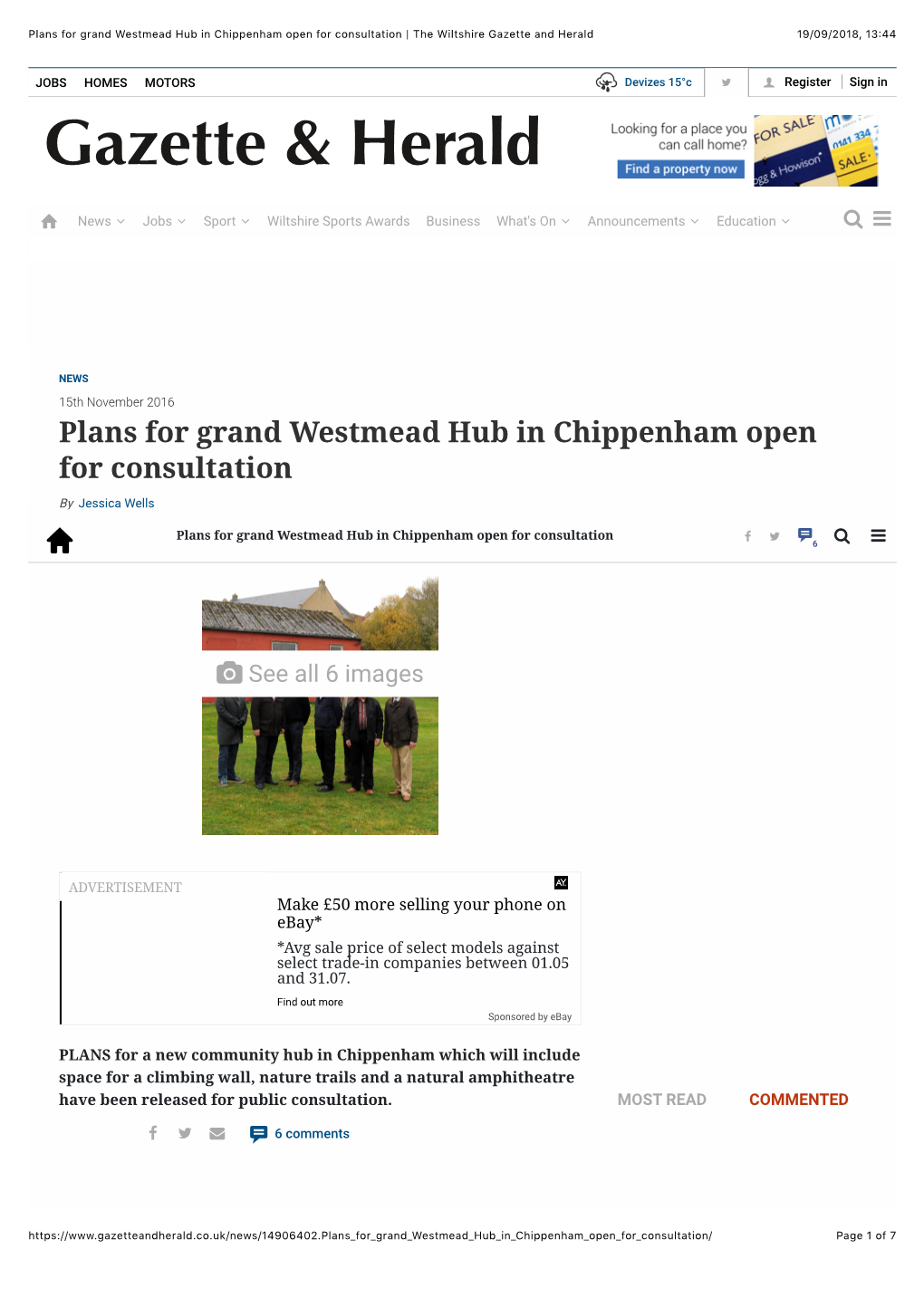 Plans for Grand Westmead Hub in Chippenham Open for Consultation | the Wiltshire Gazette and Herald 19/09/2018, 13�44