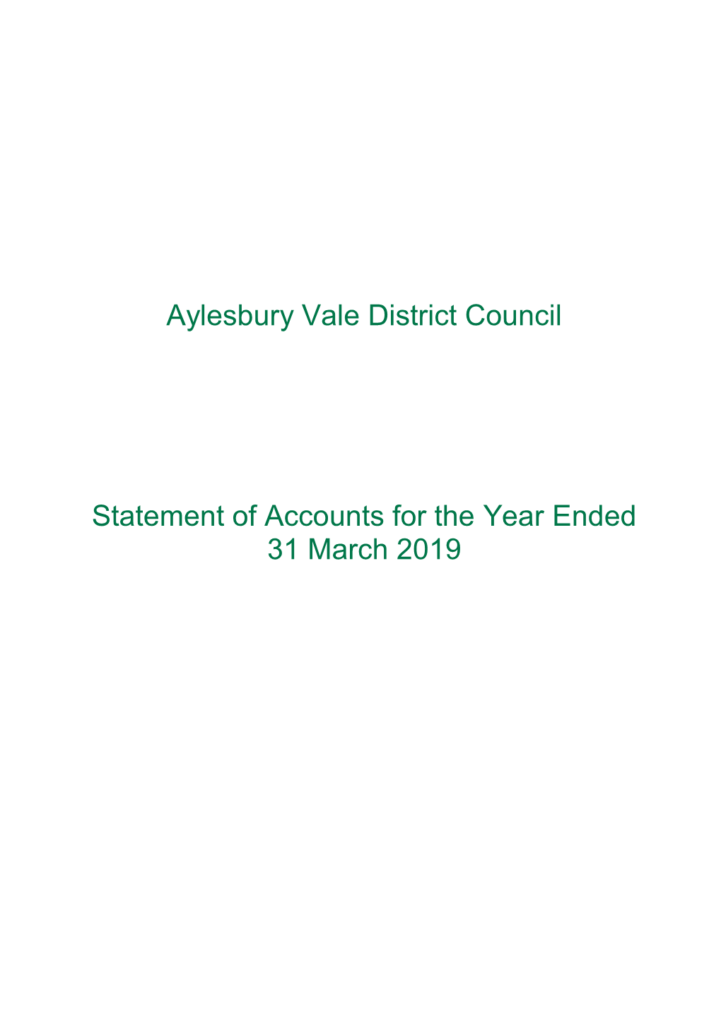 Aylesbury Vale District Council Statement of Accounts for the Year