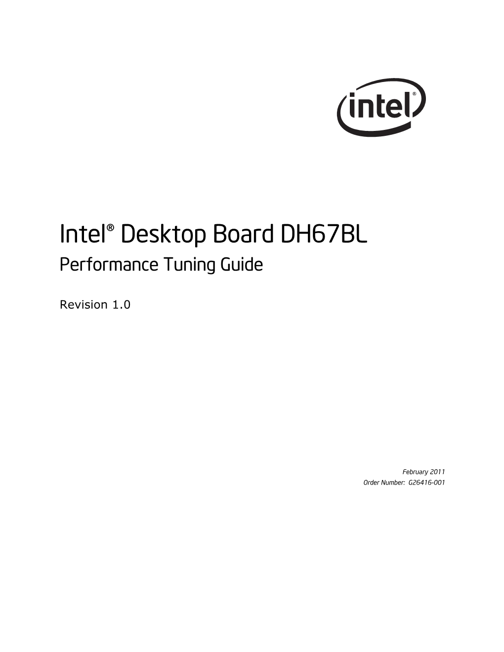 Intel® Desktop Board DH67BL Performance Tuning Guide