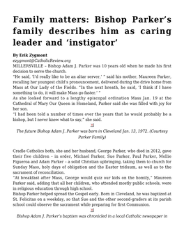 Bishop Parker&#8217;S Family Describes Him As Caring Leader