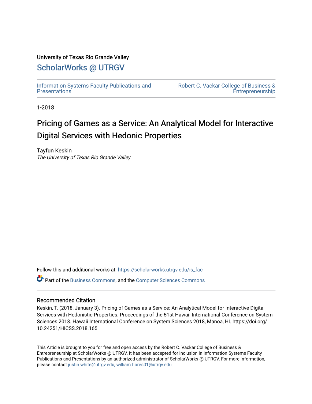 Pricing of Games As a Service: an Analytical Model for Interactive Digital Services with Hedonic Properties