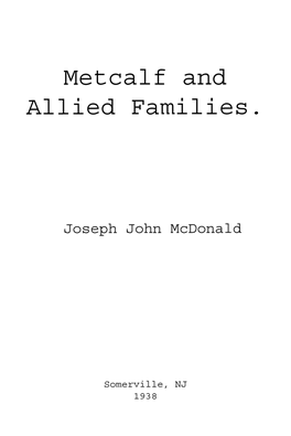 Metcalf and Allied Families