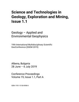 Science and Technologies in Geology, Exploration and Mining, Issue 1.1