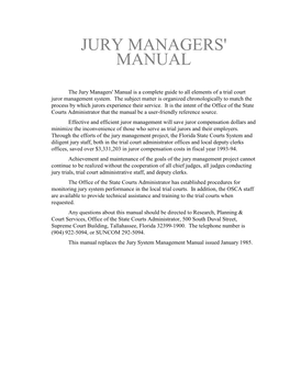 Jury Managers' Manual