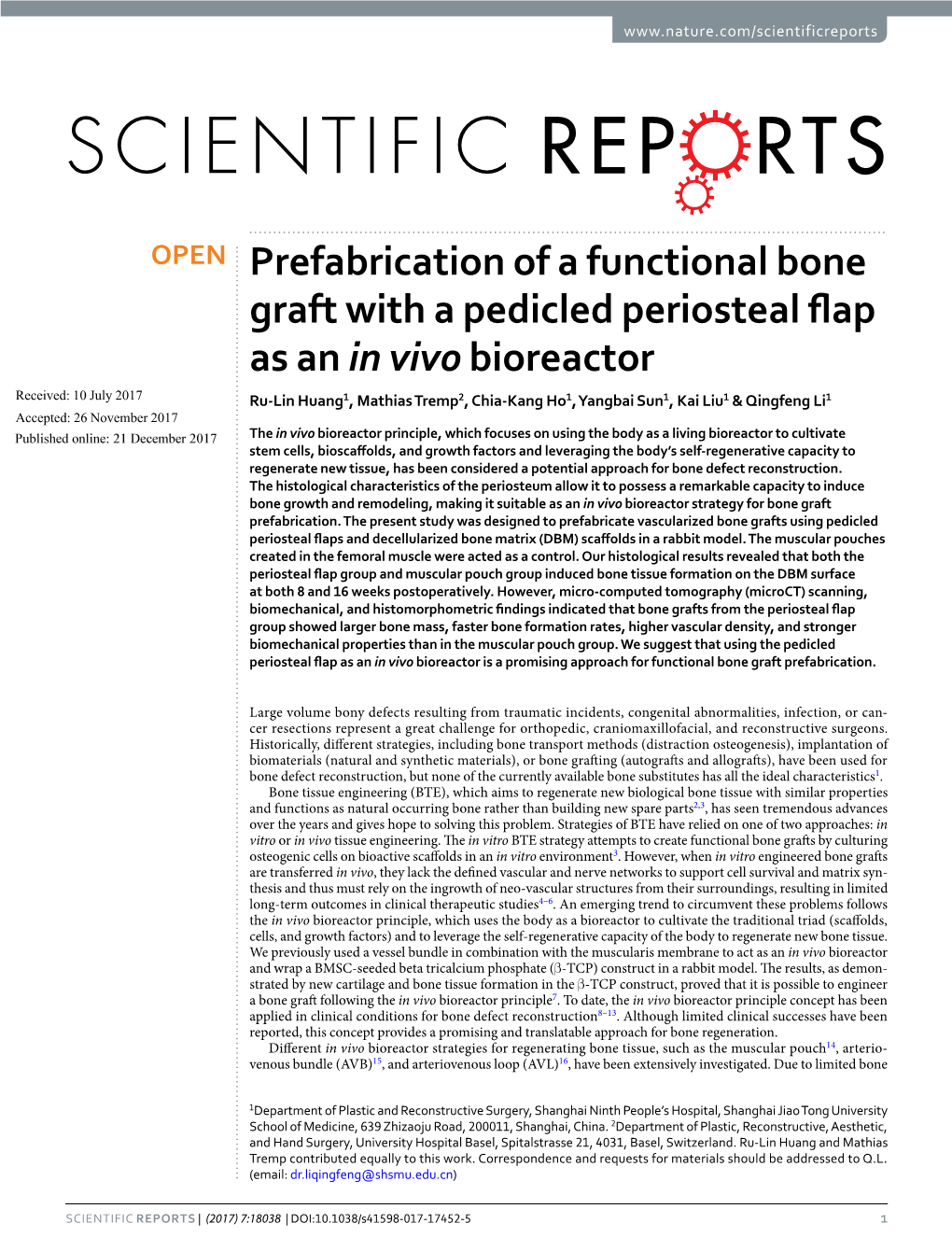 Prefabrication of a Functional Bone Graft with a Pedicled Periosteal Flap