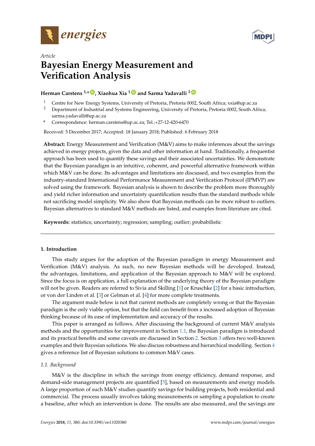 Bayesian Energy Measurement and Verification Analysis