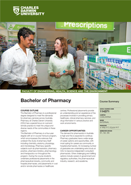 Bachelor of Pharmacy Course Summary